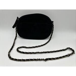 Zara Trafaluc Black Suede Leather Crossbody Chain Strap Festival Bag